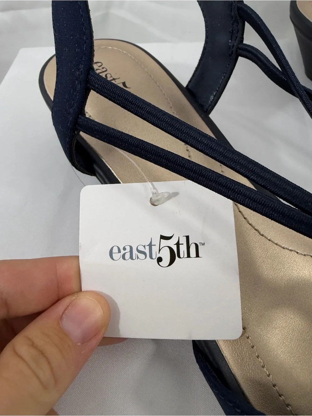 NWT East 5th Women’s Size 9.5 Navy Silver Open-Toe Slingback Sandal